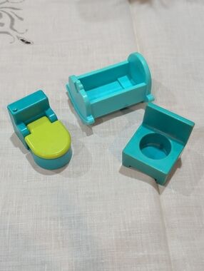 Fisher-Price Teal Dollhouse Nursery Set with Lime Green Toilet Seat